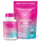 Pink Stork Fertility Bundle. Includes Fertility Support and Fertility Tea - Sweet Mint.
