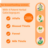 For breastfeeding women. With 4 potent herbal Galactagogues. Alfalfa, Blessed Thistle, Fennel, Milk Thistle. Recommended by lactation consultants. 