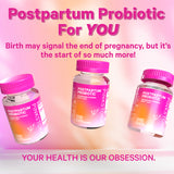 Three bottles of Postpartum Probiotics. Postpartum Probiotic for you. Birth may signal the end of pregnancy, but it's the start of so much more!