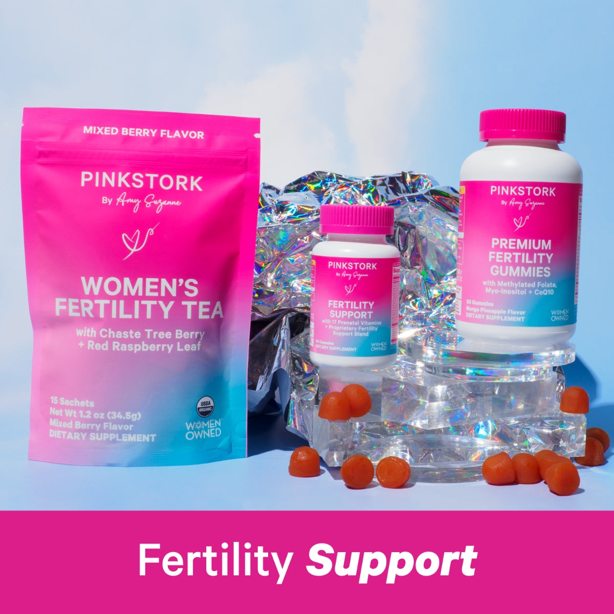 Studio shot of women's fertility products