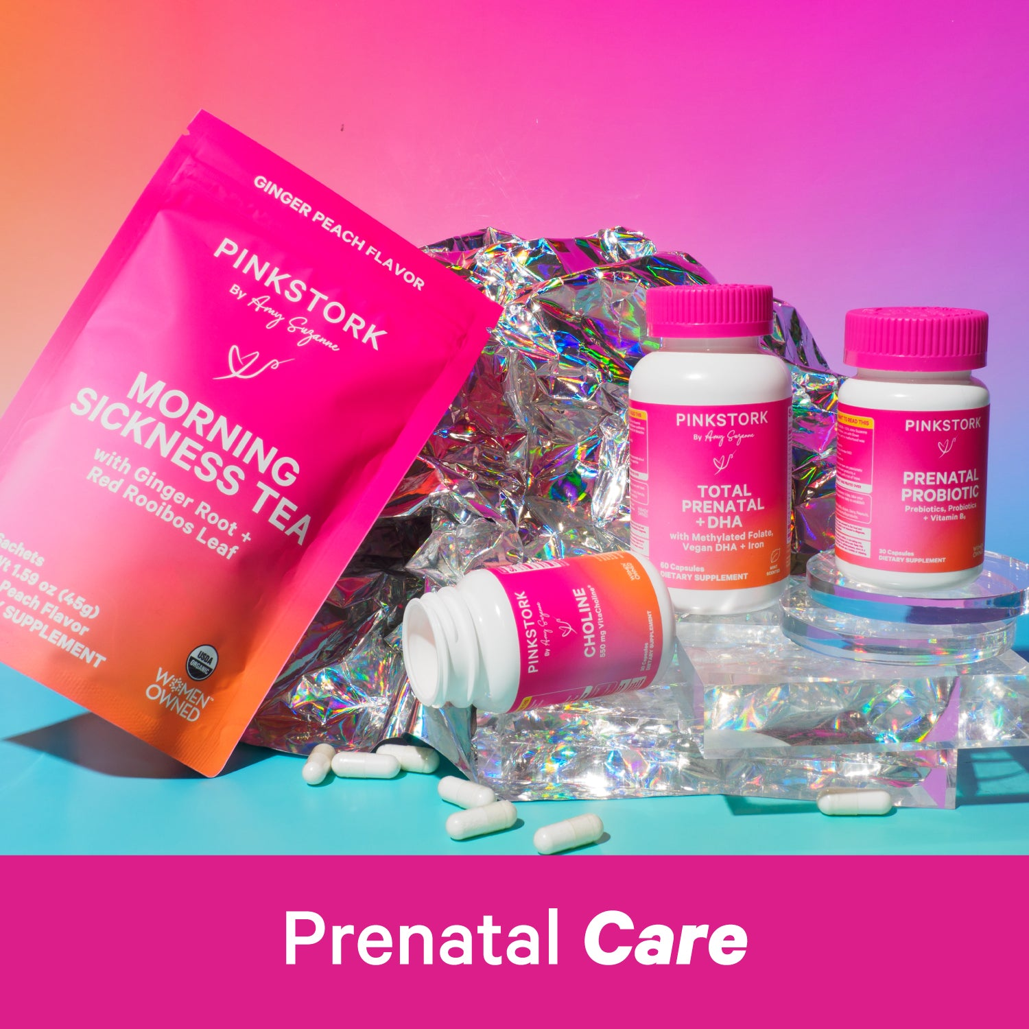 Studio shot of prenatal products.