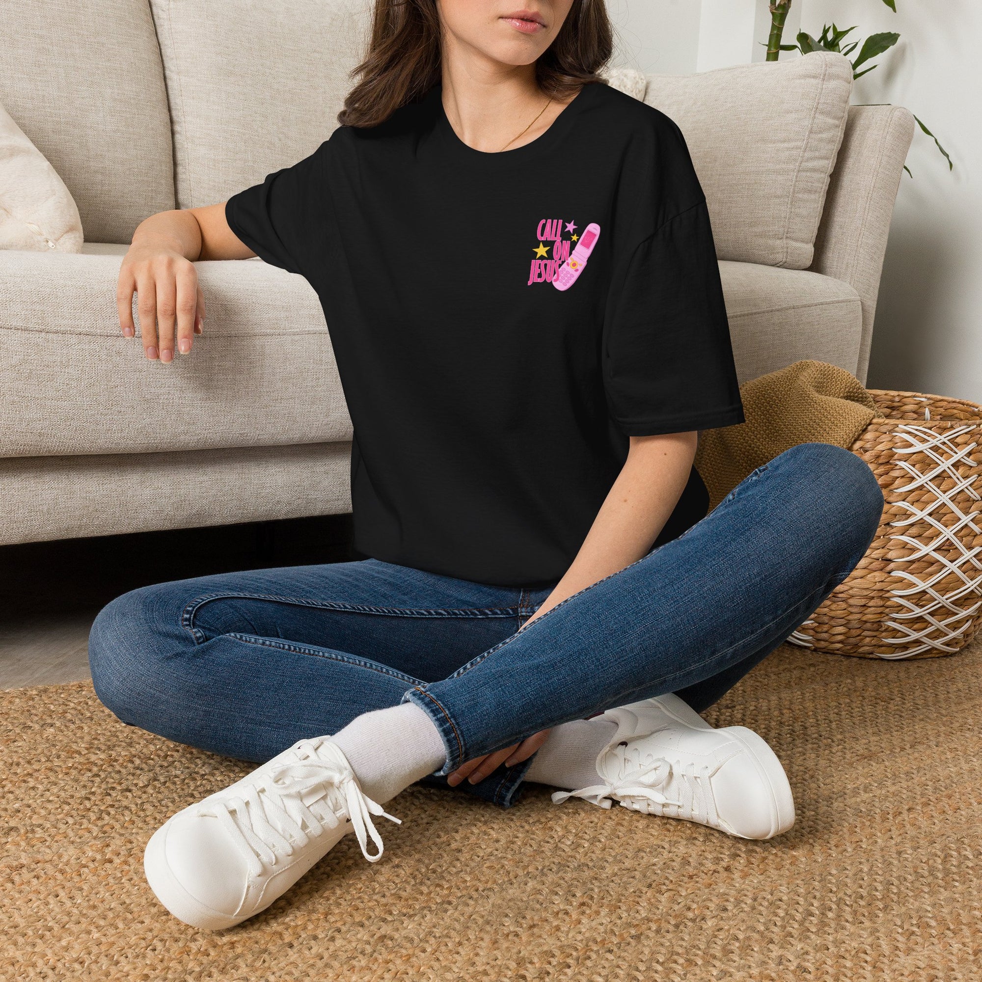 Call On Jesus pink flip phone T-Shirt | Christian faith tee