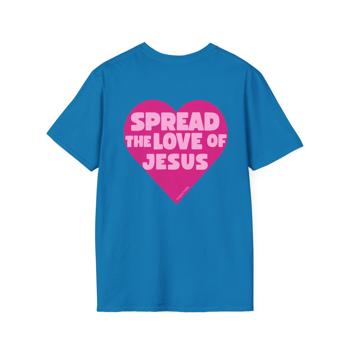 Spread the Love of Jesus T-Shirt | Pink Heart Christian Tee for Women | Soft, LightWeight Cotton T Shirt | 100% Ringspun Cotton