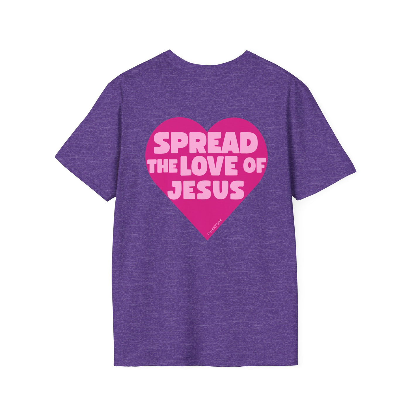 Spread the Love of Jesus T-Shirt | Pink Heart Christian Tee for Women | Soft, LightWeight Cotton T Shirt | 100% Ringspun Cotton