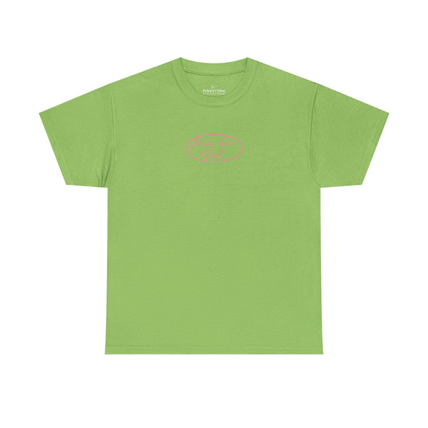 pink hand-drawn heart script tee | white t-shirt