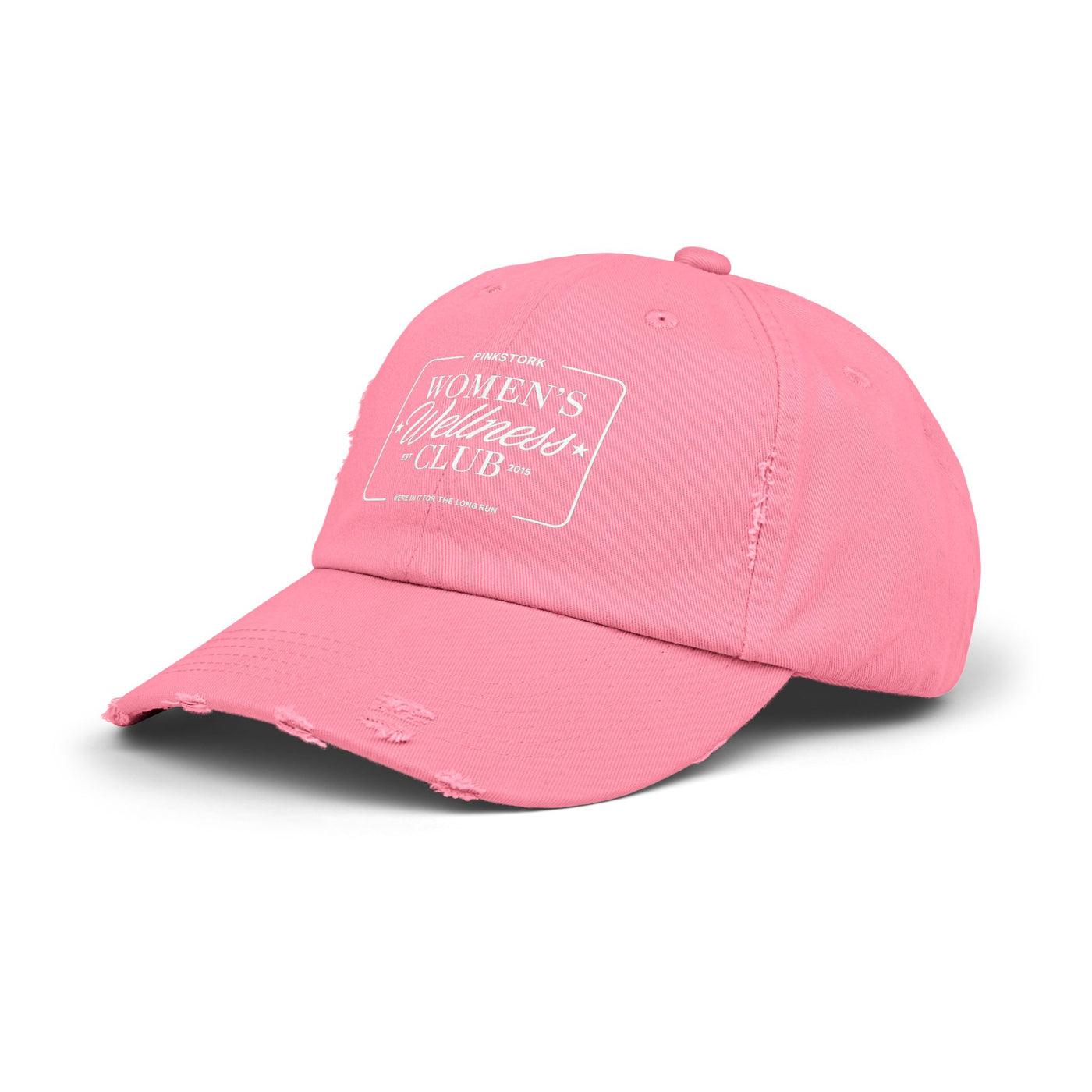 Pink Stork Women's Wellness Club Cap | Distressed Baseball Hat, Pink Retro Logo