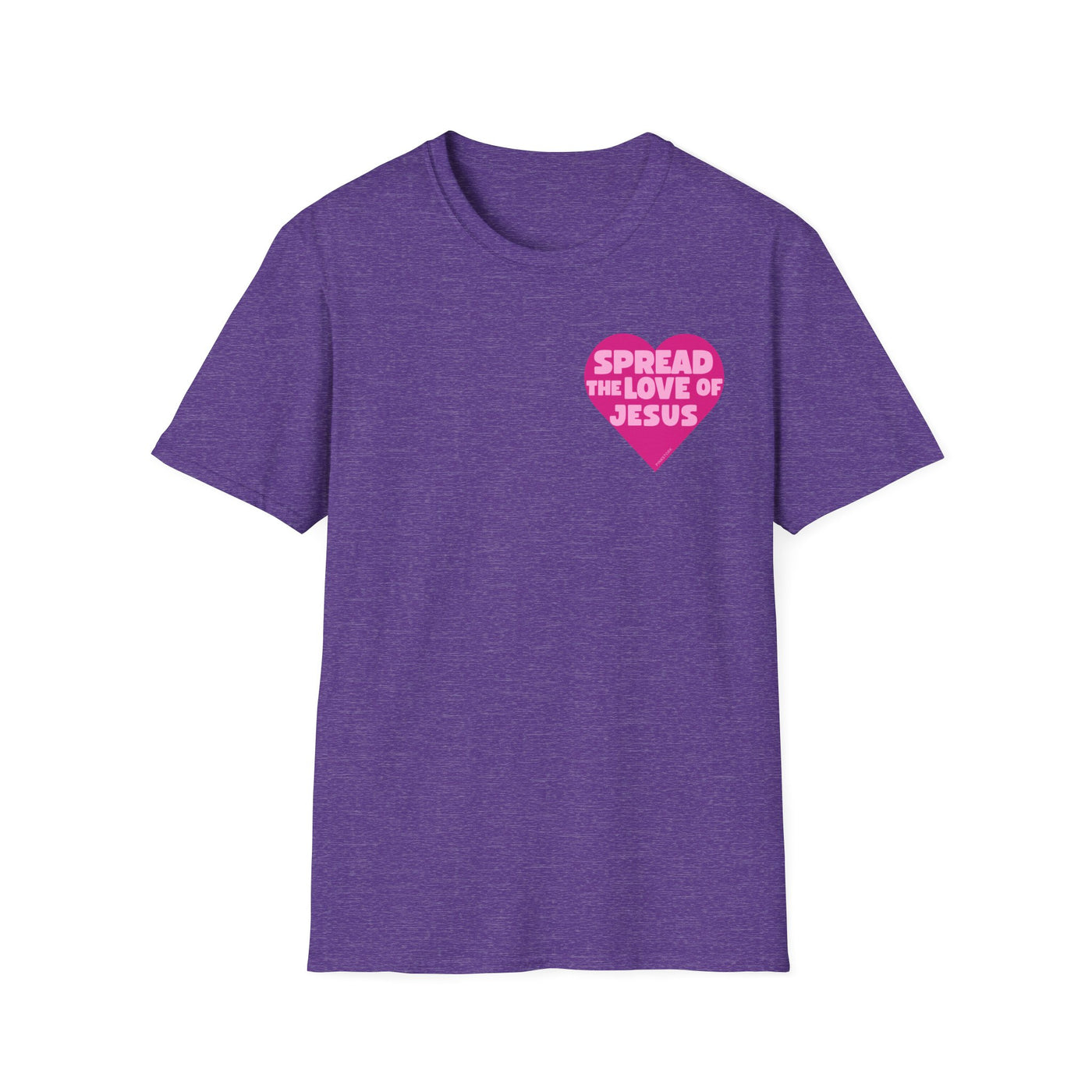 Spread the Love of Jesus T-Shirt | Pink Heart Christian Tee for Women | Soft, LightWeight Cotton T Shirt | 100% Ringspun Cotton