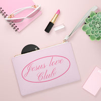 Jesus Love Club Clutch Bag | Pink Script Faith Wristlet