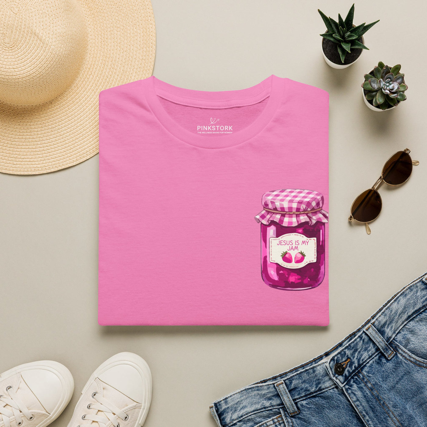 Jesus Is My Jam T-Shirt | Jam Jar Illustration, Christian Faith Tee | 100% Ringspun Cotton | Soft, Cozy, Comfy Christian Shirts for Moms