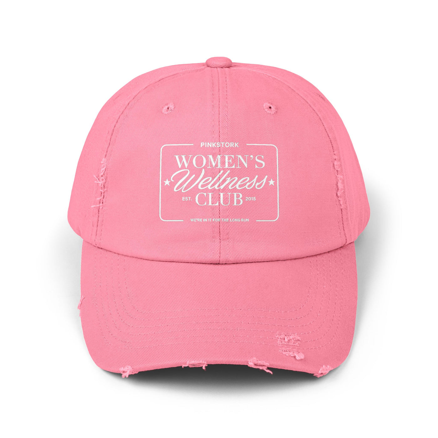 Pink Stork Women's Wellness Club Cap | Distressed Baseball Hat, Pink Retro Logo