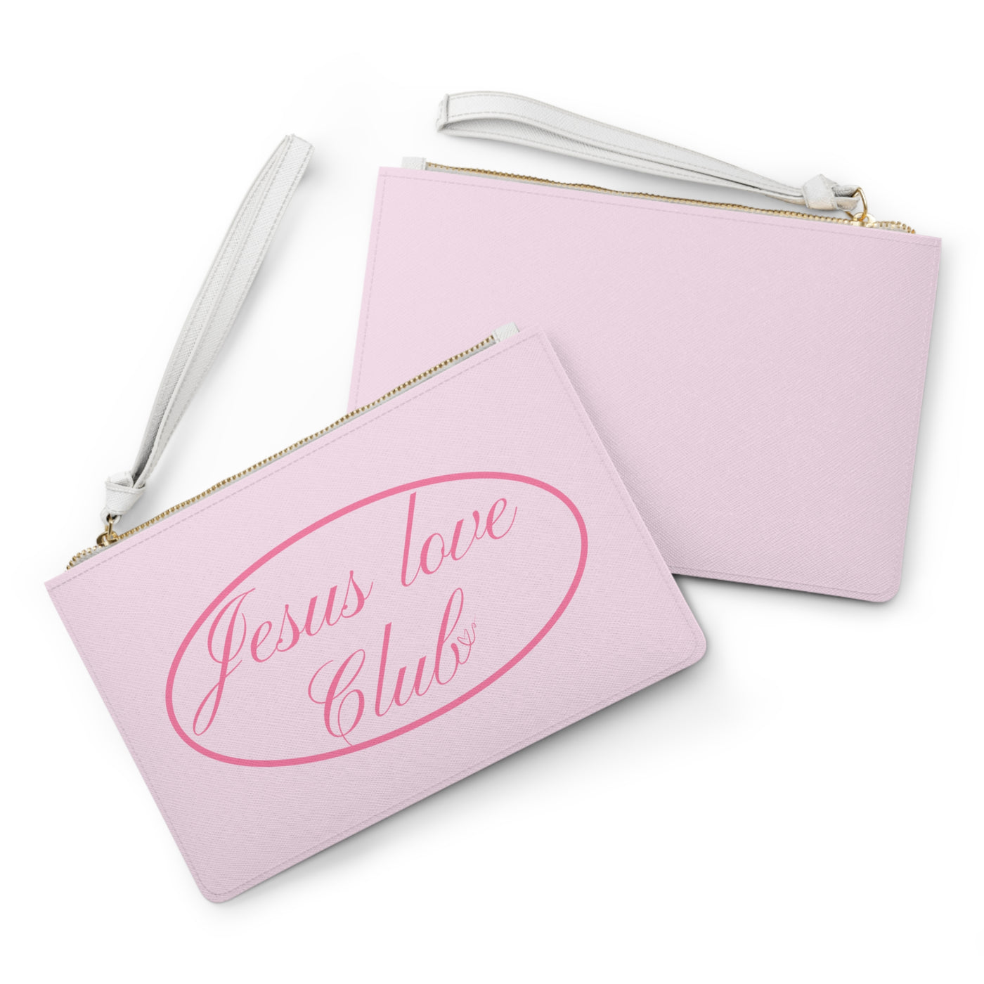 Jesus Love Club Clutch Bag | Pink Script Faith Wristlet