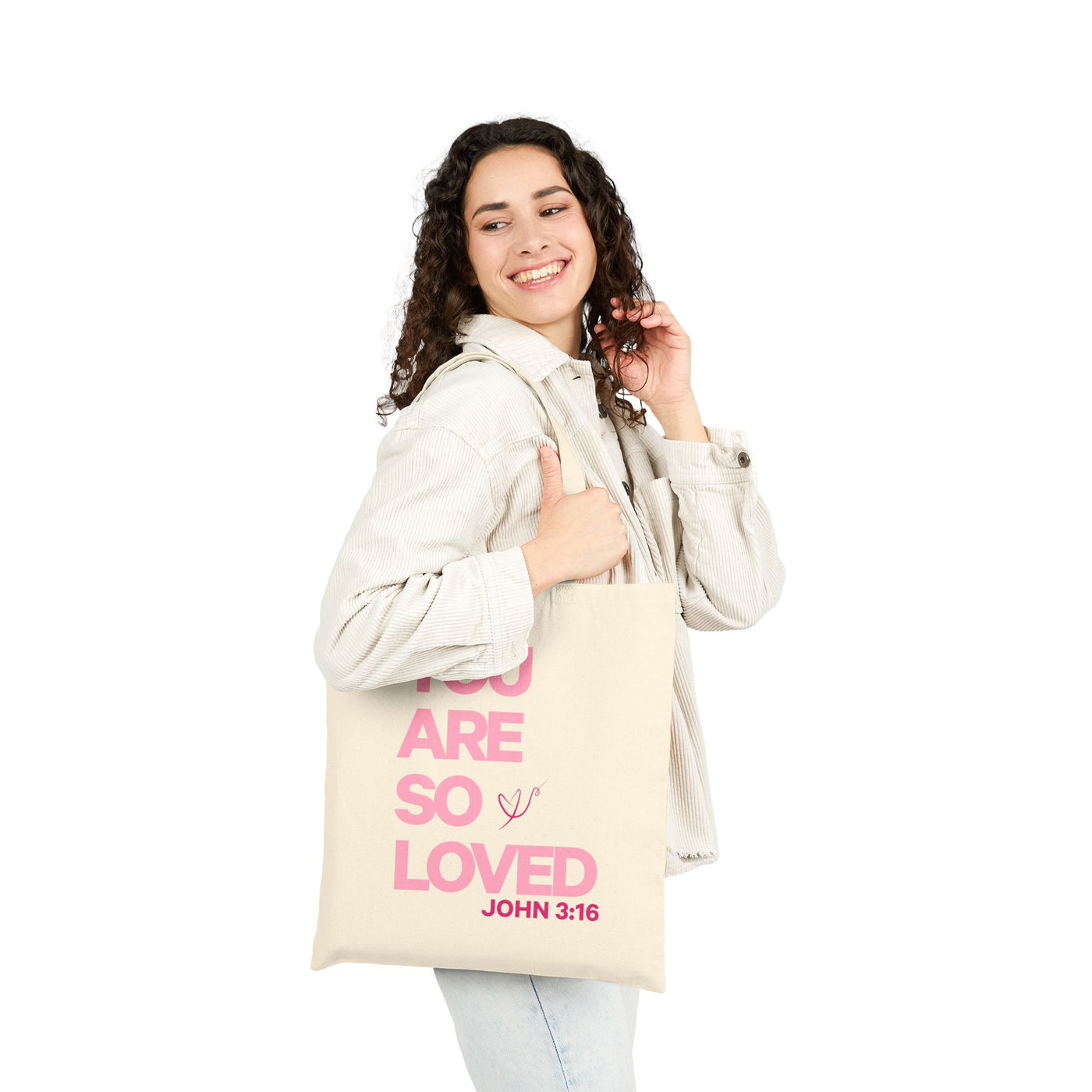 You Are So Loved Tote Bag | John 3:16 Scripture Canvas Tote
