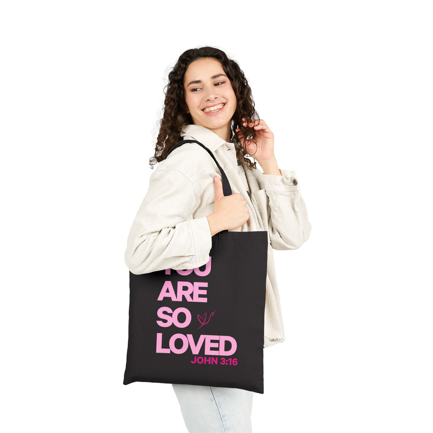 You Are So Loved Tote Bag | John 3:16 Scripture Canvas Tote