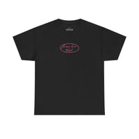 pink hand-drawn heart script tee | white t-shirt