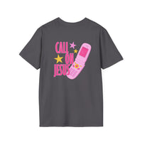 Call On Jesus pink flip phone T-Shirt | Christian faith tee