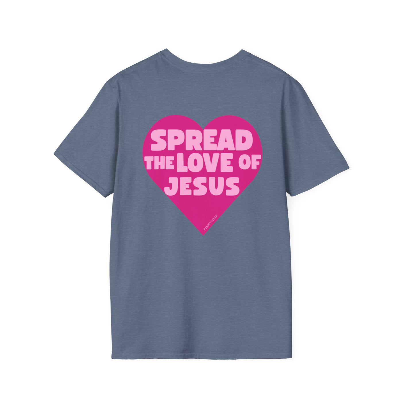 Spread the Love of Jesus T-Shirt | Pink Heart Christian Tee for Women | Soft, LightWeight Cotton T Shirt | 100% Ringspun Cotton