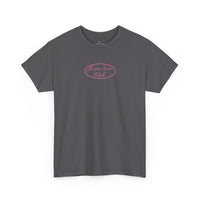 pink hand-drawn heart script tee | white t-shirt