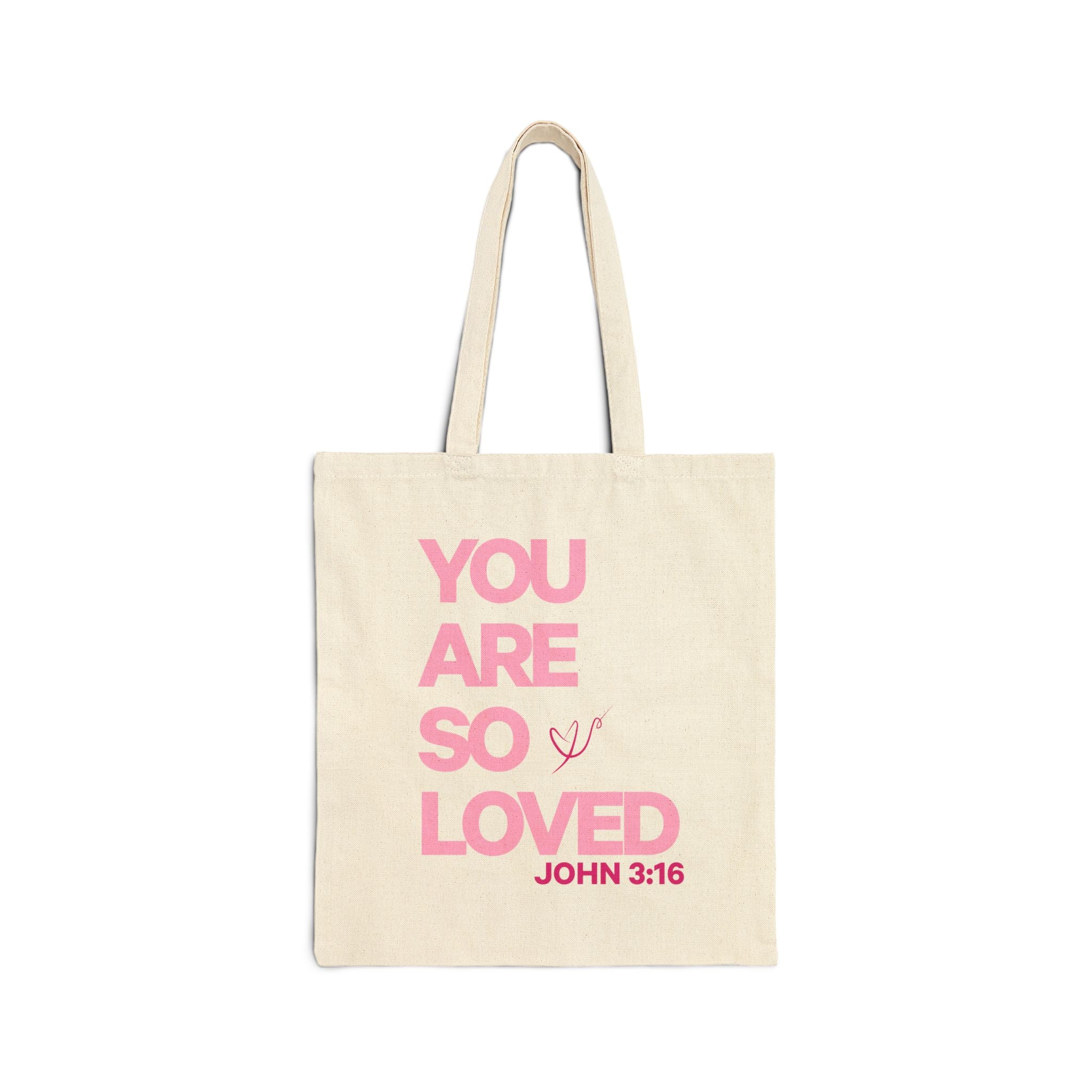 You Are So Loved Tote Bag | John 3:16 Scripture Canvas Tote