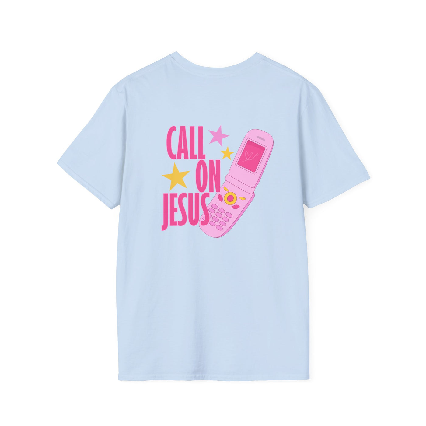 Call On Jesus pink flip phone T-Shirt | Christian faith tee