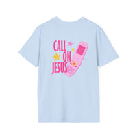 Call On Jesus pink flip phone T-Shirt | Christian faith tee
