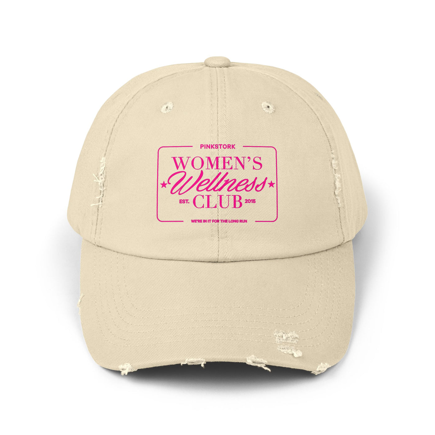 Pink Stork Women's Wellness Club Cap | Distressed Baseball Hat, Pink Retro Logo