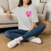 Spread the Love of Jesus T-Shirt | Pink Heart Christian Tee for Women | Soft, LightWeight Cotton T Shirt | 100% Ringspun Cotton