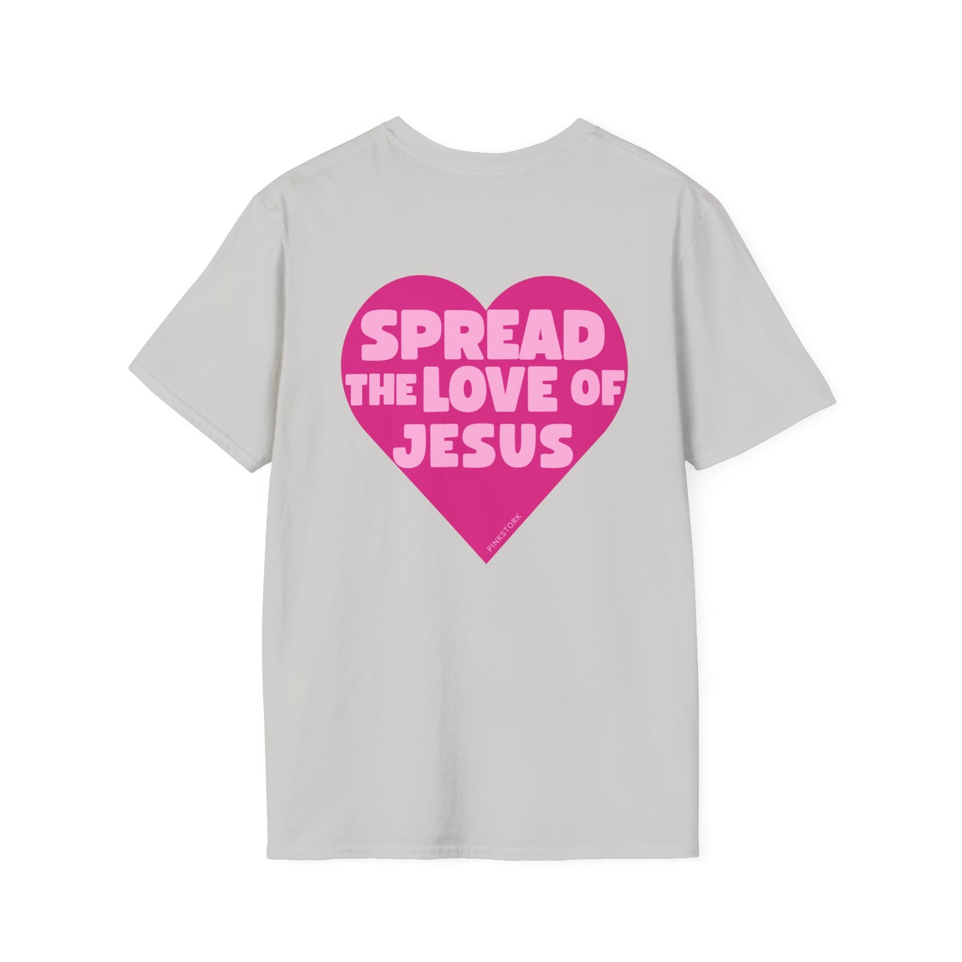 Spread the Love of Jesus T-Shirt | Pink Heart Christian Tee for Women | Soft, LightWeight Cotton T Shirt | 100% Ringspun Cotton