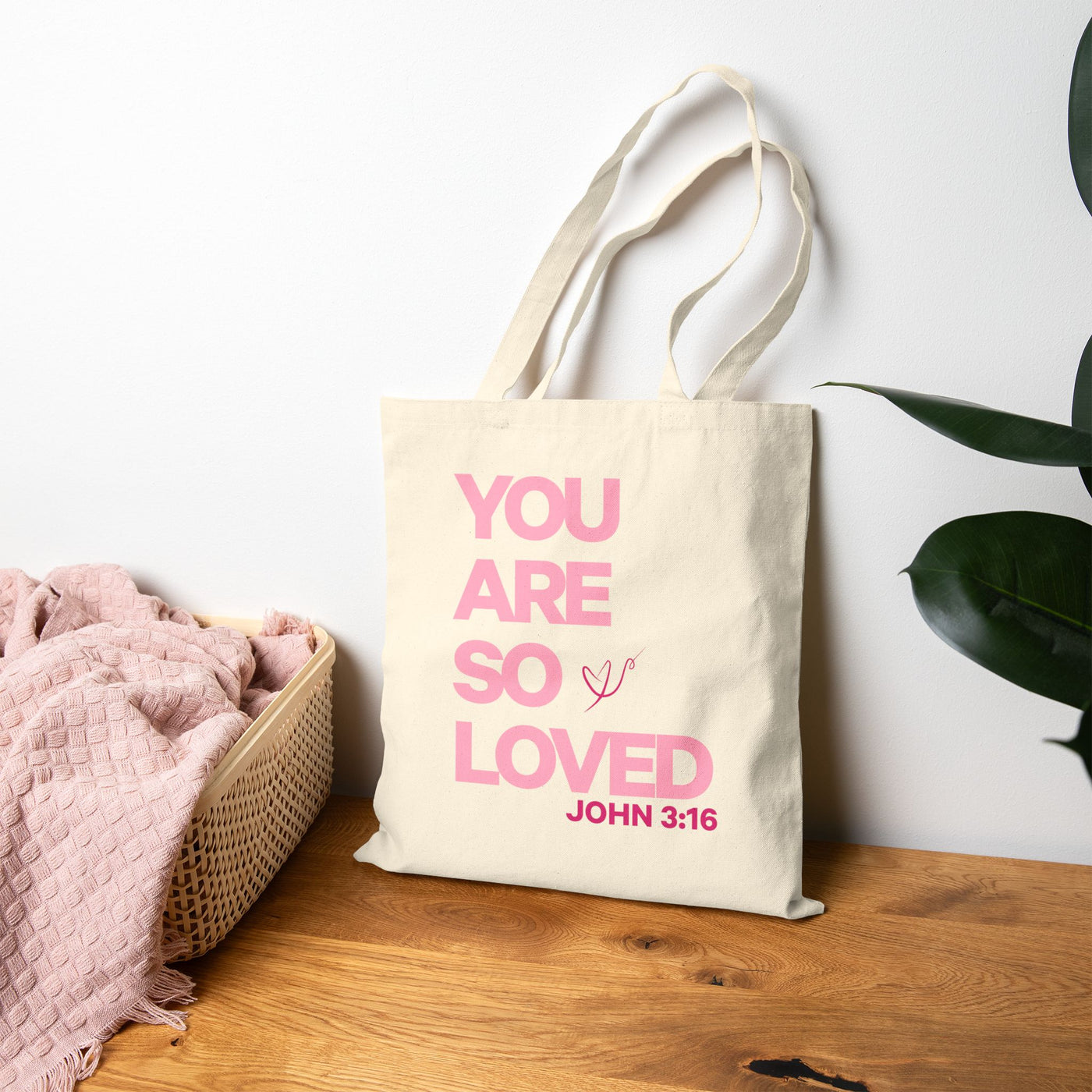 You Are So Loved Tote Bag | John 3:16 Scripture Canvas Tote