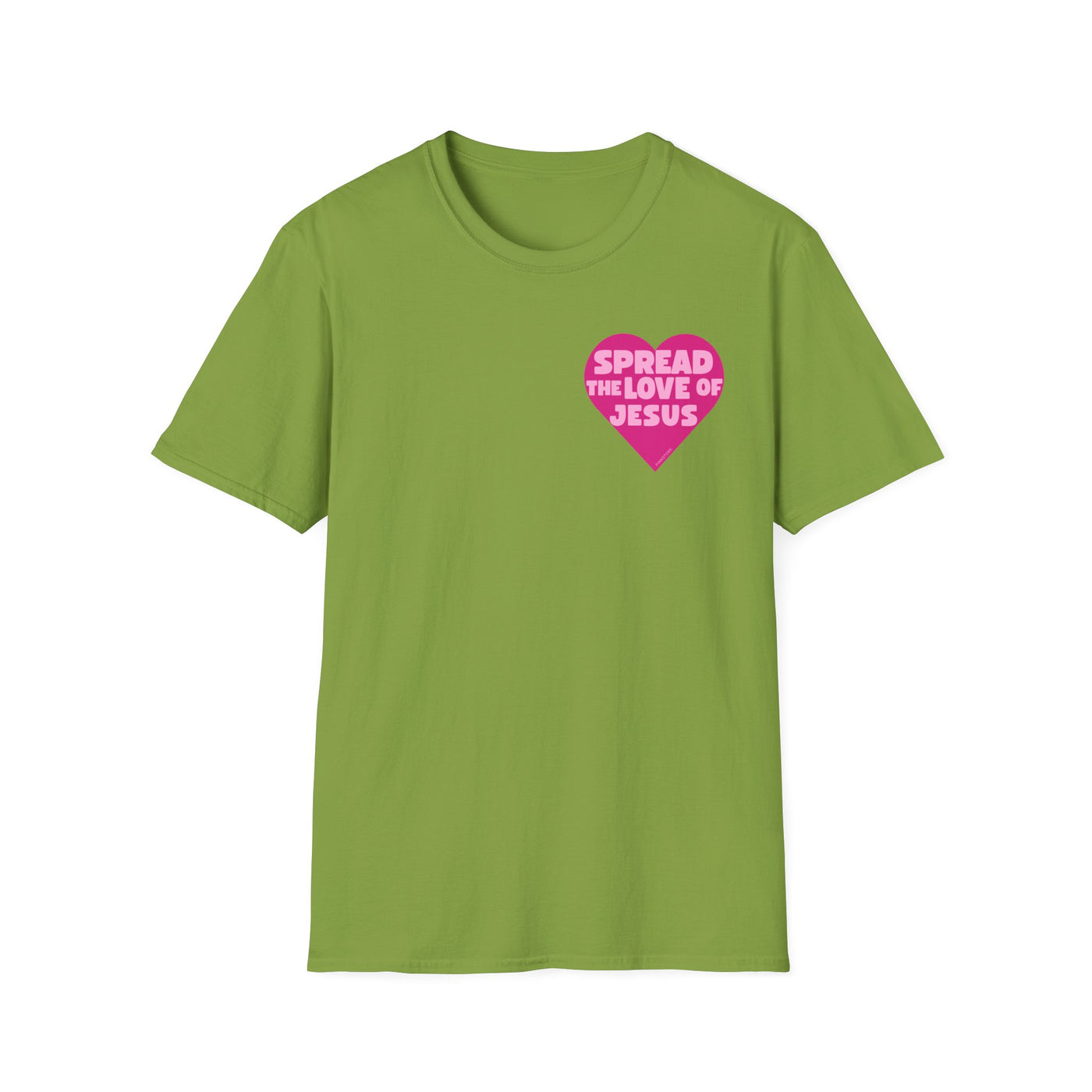 Spread the Love of Jesus T-Shirt | Pink Heart Christian Tee for Women | Soft, LightWeight Cotton T Shirt | 100% Ringspun Cotton