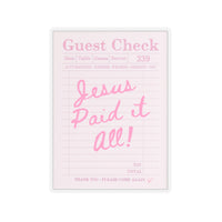 Jesus Paid It All Kiss-Cut Sticker | Pink Guest Check Faith Sticker