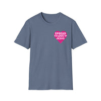 Spread the Love of Jesus T-Shirt | Pink Heart Christian Tee for Women | Soft, LightWeight Cotton T Shirt | 100% Ringspun Cotton