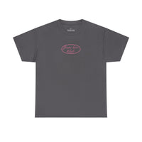 pink hand-drawn heart script tee | white t-shirt