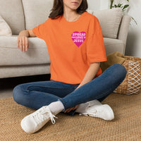 Spread the Love of Jesus T-Shirt | Pink Heart Christian Tee for Women | Soft, LightWeight Cotton T Shirt | 100% Ringspun Cotton