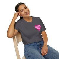 Spread the Love of Jesus T-Shirt | Pink Heart Christian Tee for Women | Soft, LightWeight Cotton T Shirt | 100% Ringspun Cotton