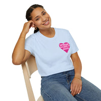 Spread the Love of Jesus T-Shirt | Pink Heart Christian Tee for Women | Soft, LightWeight Cotton T Shirt | 100% Ringspun Cotton