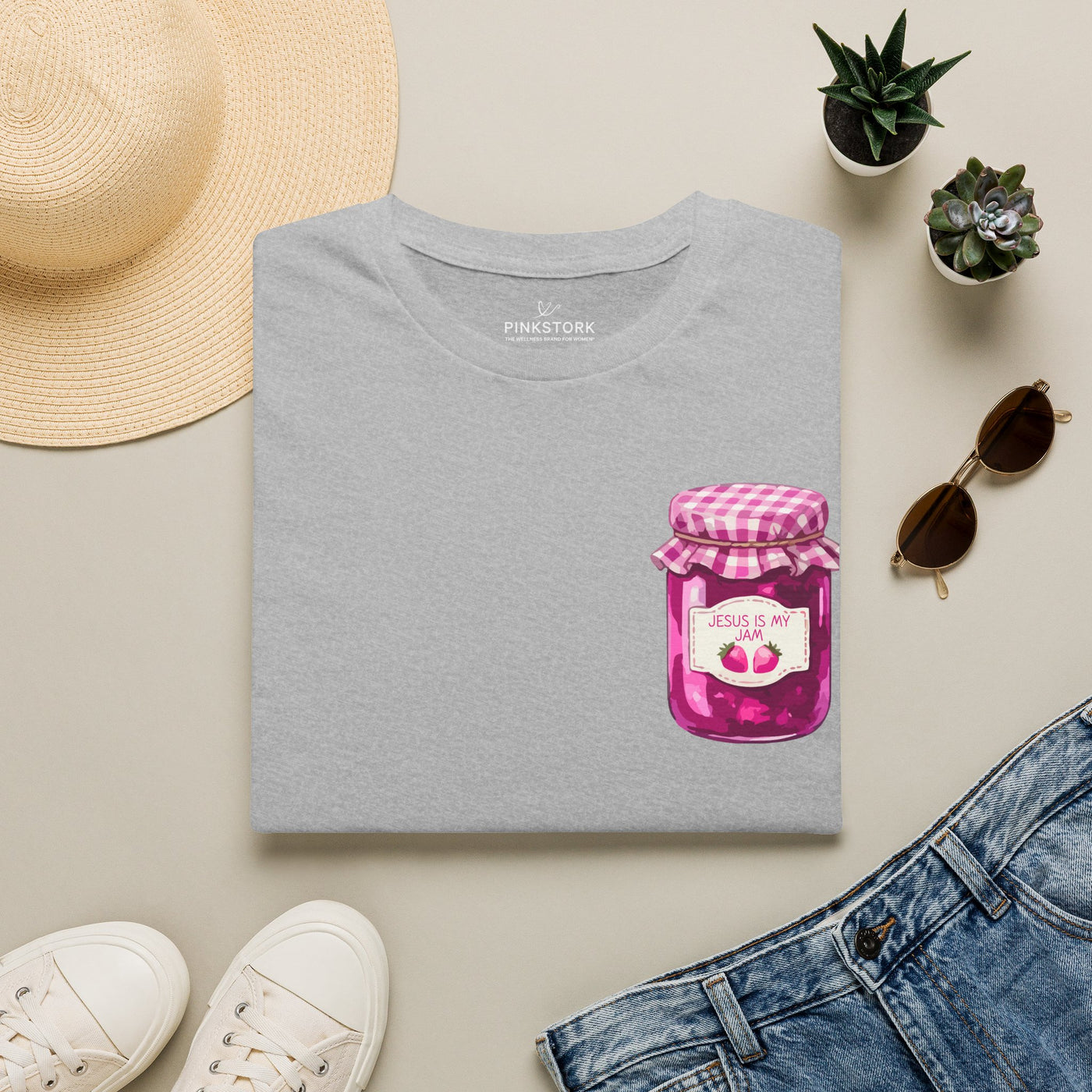 Jesus Is My Jam T-Shirt | Jam Jar Illustration, Christian Faith Tee | 100% Ringspun Cotton | Soft, Cozy, Comfy Christian Shirts for Moms