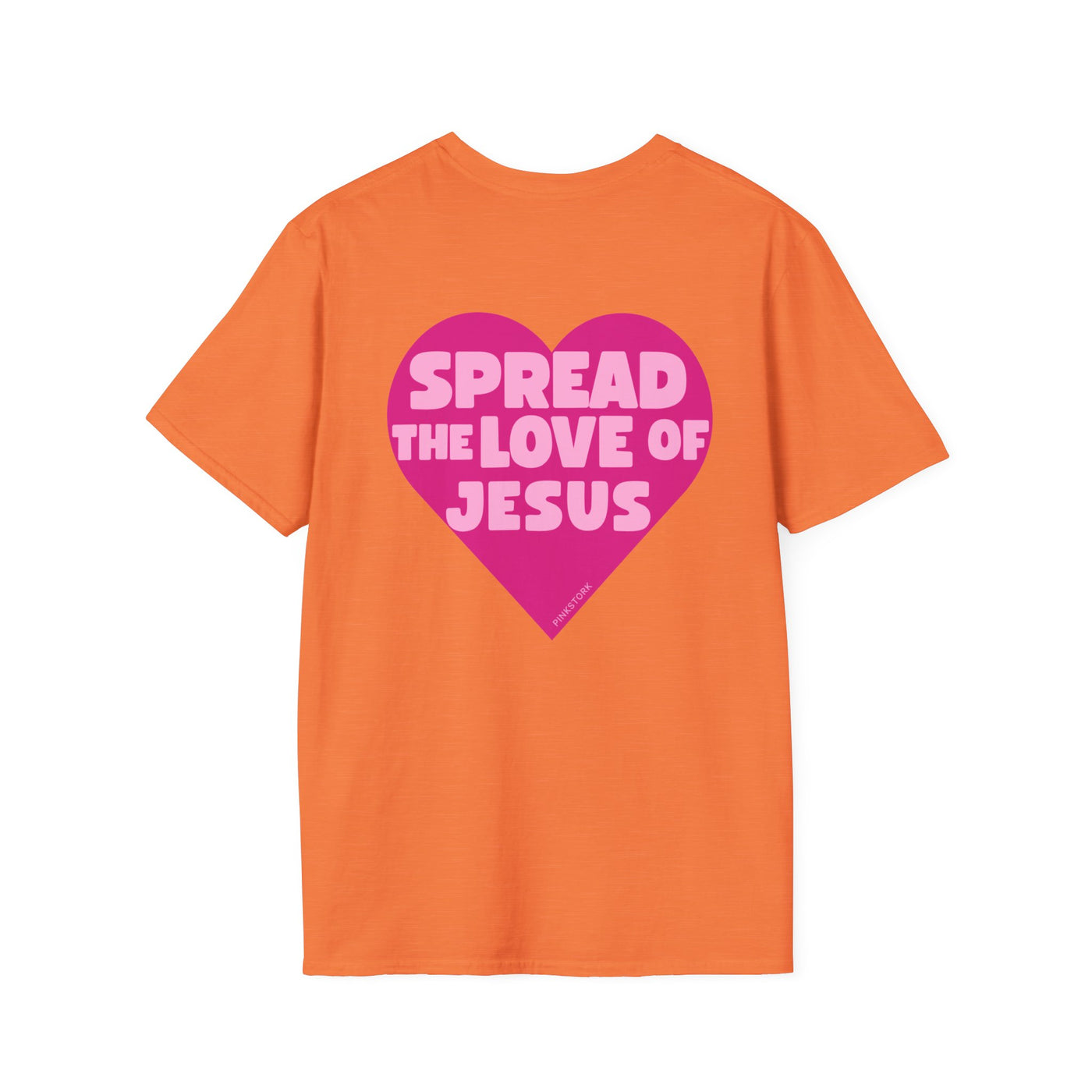 Spread the Love of Jesus T-Shirt | Pink Heart Christian Tee for Women | Soft, LightWeight Cotton T Shirt | 100% Ringspun Cotton