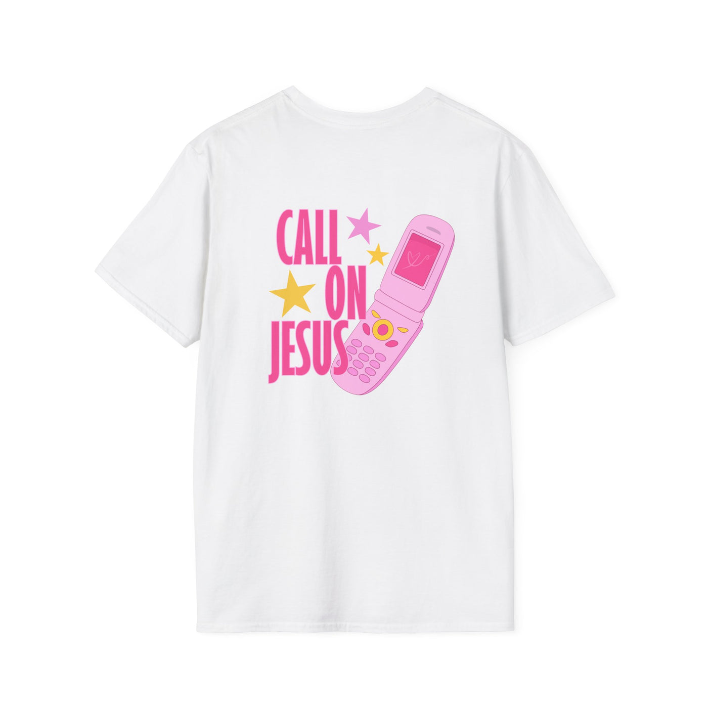 Call On Jesus pink flip phone T-Shirt | Christian faith tee