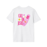Call On Jesus pink flip phone T-Shirt | Christian faith tee