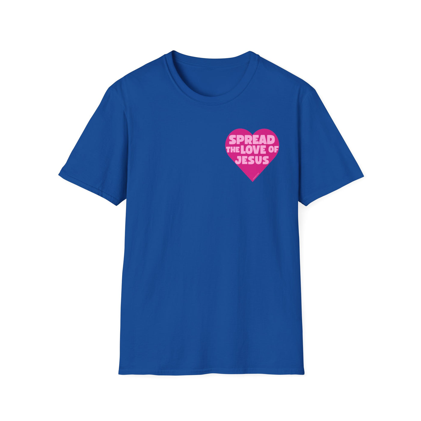 Spread the Love of Jesus T-Shirt | Pink Heart Christian Tee for Women | Soft, LightWeight Cotton T Shirt | 100% Ringspun Cotton