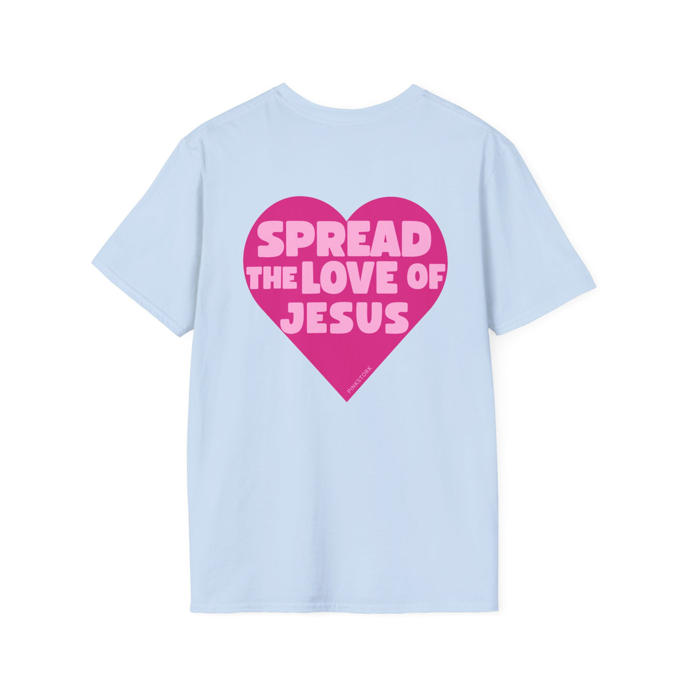 Spread the Love of Jesus T-Shirt | Pink Heart Christian Tee for Women | Soft, LightWeight Cotton T Shirt | 100% Ringspun Cotton