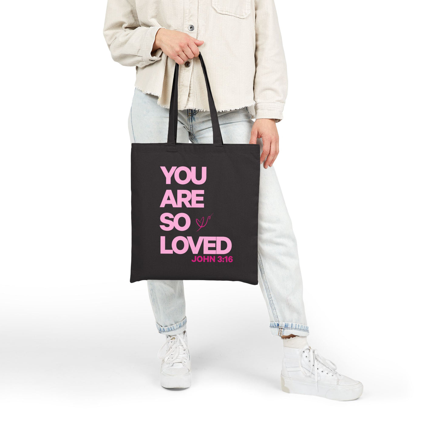 You Are So Loved Tote Bag | John 3:16 Scripture Canvas Tote