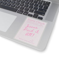 Jesus Paid It All Kiss-Cut Sticker | Pink Guest Check Faith Sticker
