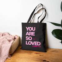 You Are So Loved Tote Bag | John 3:16 Scripture Canvas Tote