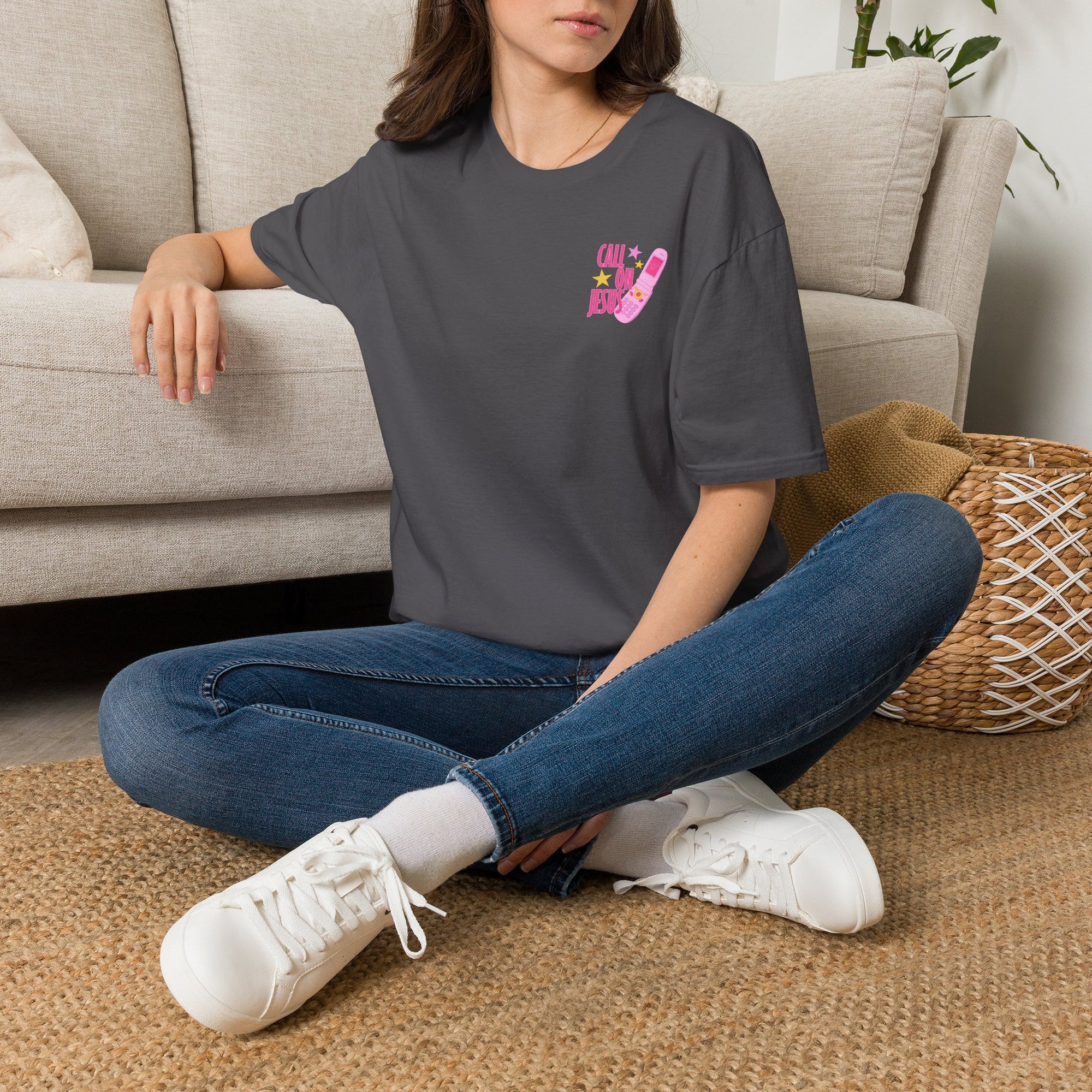 Call On Jesus pink flip phone T-Shirt | Christian faith tee