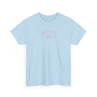 pink hand-drawn heart script tee | white t-shirt