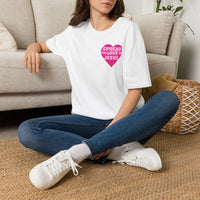 Spread the Love of Jesus T-Shirt | Pink Heart Christian Tee for Women | Soft, LightWeight Cotton T Shirt | 100% Ringspun Cotton