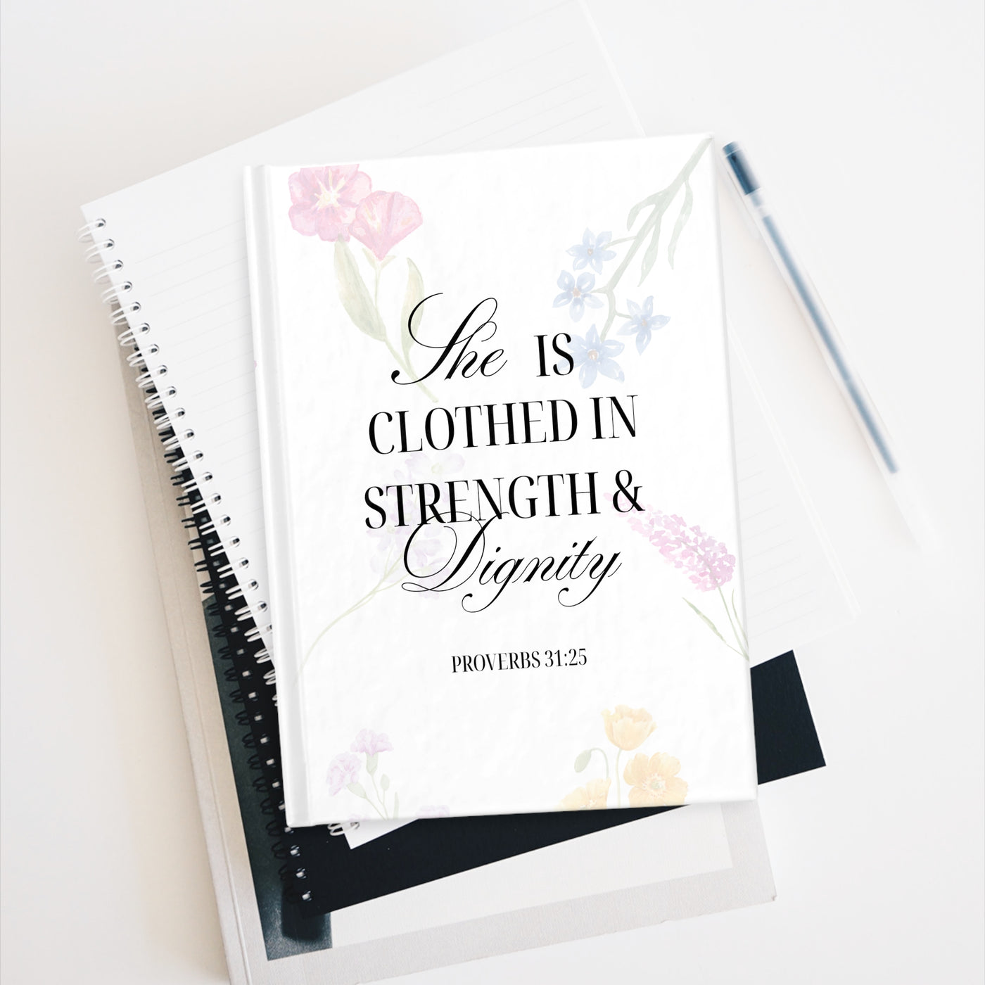 She is Clothed in Strength & Dignity Journal | Proverbs 31:25 Floral Hardcover