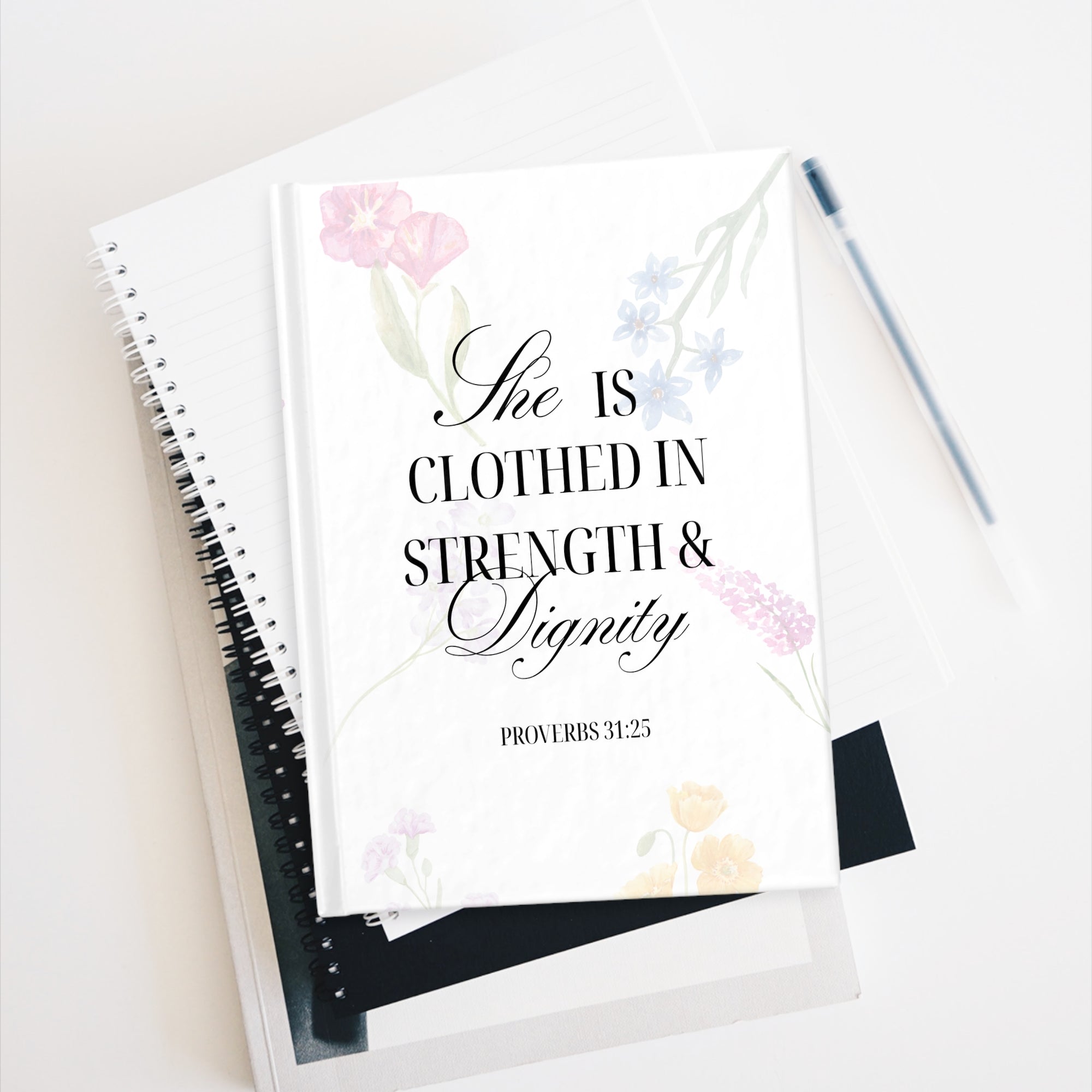 She is Clothed in Strength & Dignity Journal | Proverbs 31:25 Floral Hardcover