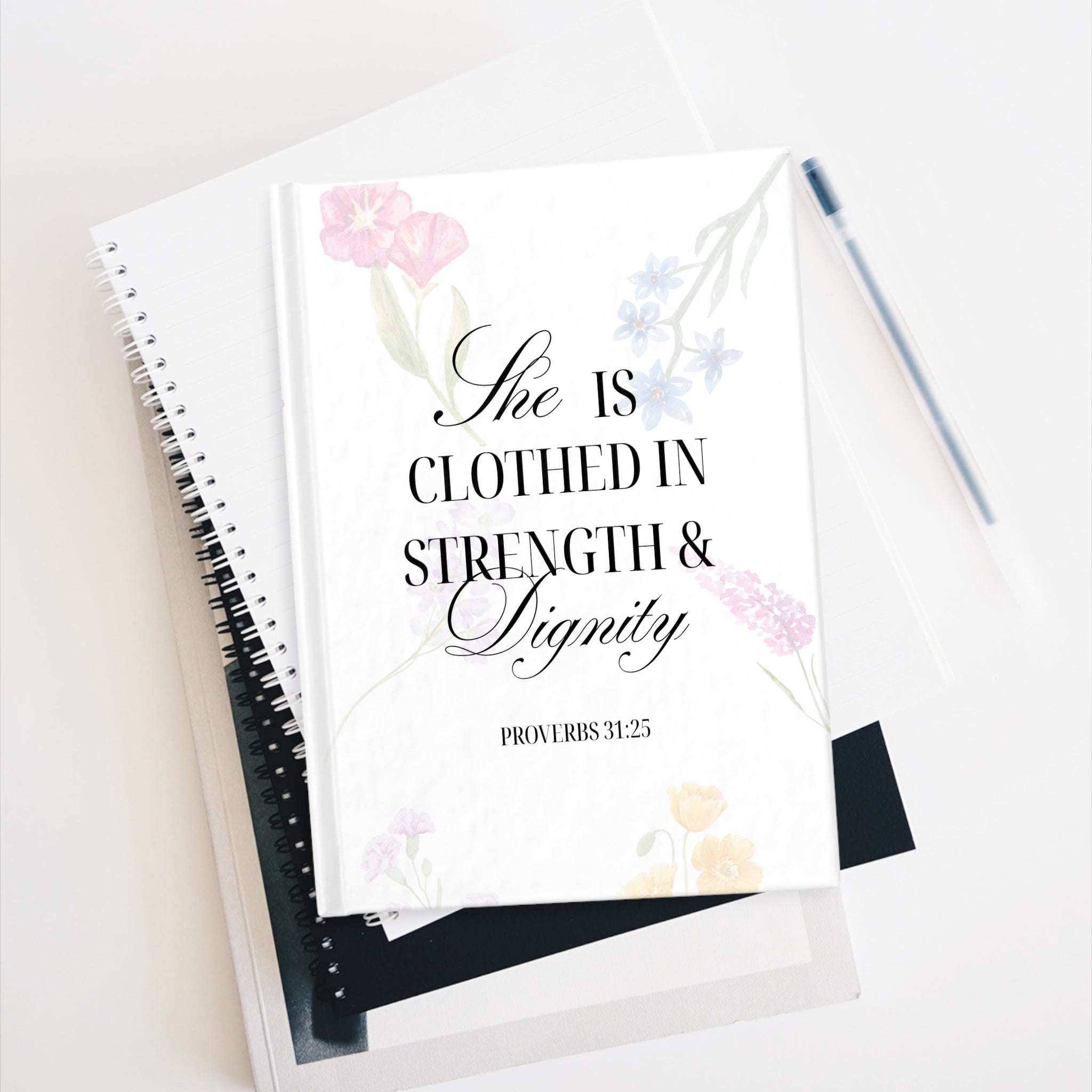 She is Clothed in Strength & Dignity Journal | Proverbs 31:25 Floral Hardcover